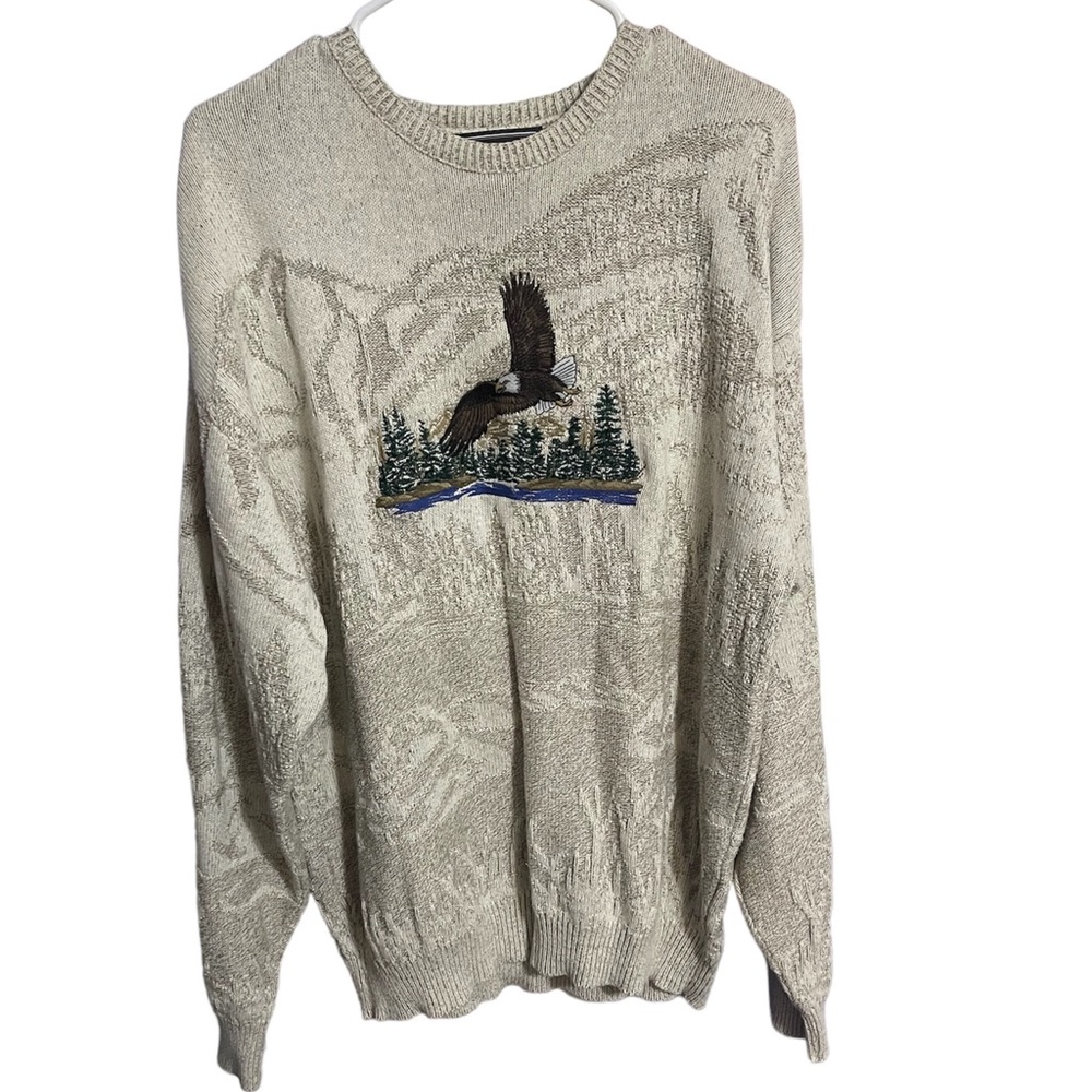 Vintage David Taylor Eagle and Scenery Embroidered Sweater
